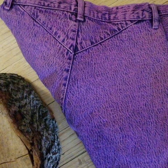 80s VINTAGE PINK/PURPLE STONEWASHED HIGH WAIST - Picture 4 of 5